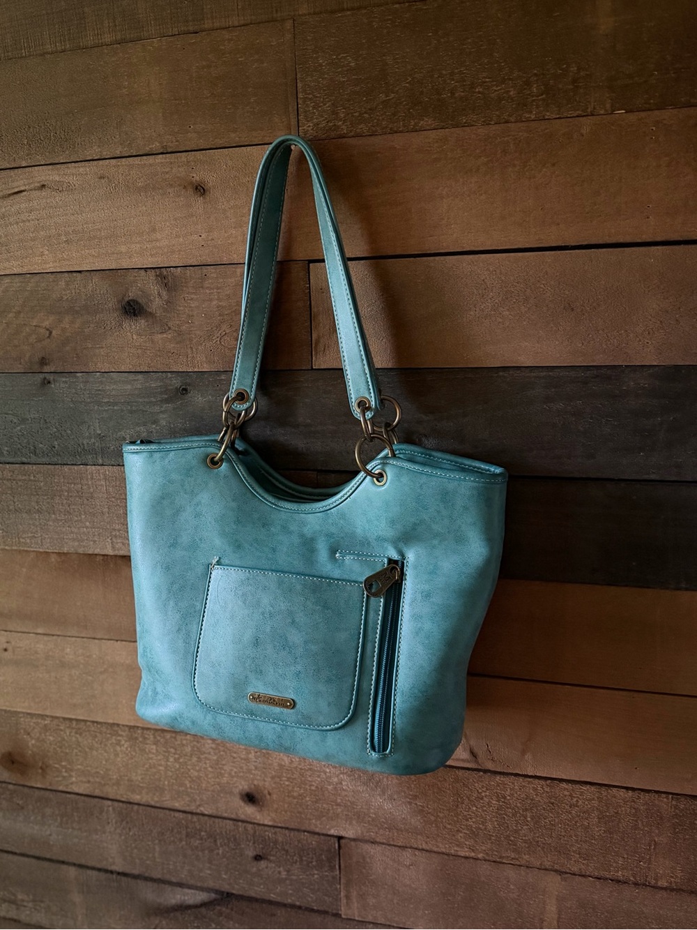 Montana West Turquoise Studded Western Tote Bag Boho Shoulder Purse - Picture 7 of 13